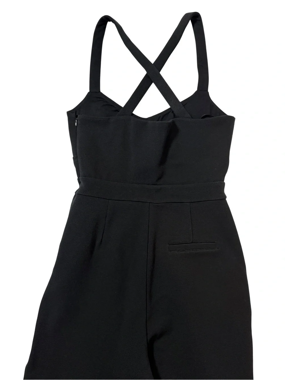 Anthropologie Black Jumpsuit Size XS Sleeveless Cross Back Elegant Romper.